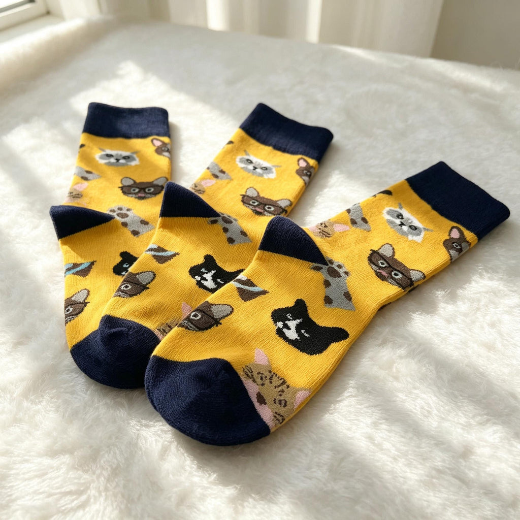 Dog and Tiger Socks for Toddlers, Colorful Animal Crew Socks, Kids Birthday Gift by AnnieColors, view 8