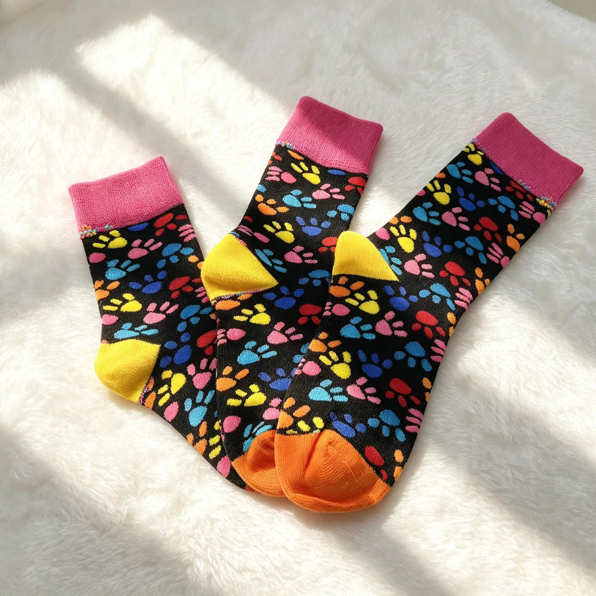 Cat and Dog Socks for Kids, Colorful Animal Crew Socks, Pet Lover Birthday Gift by AnnieColors, view 2