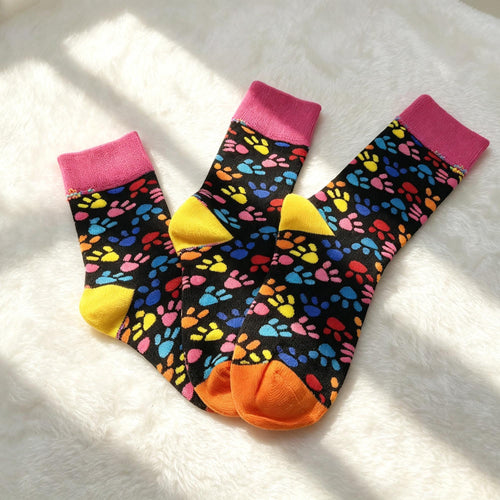 Cat and Dog Socks for Kids, Colorful Animal Crew Socks, Pet Lover Birthday Gift by AnnieColors, view 2