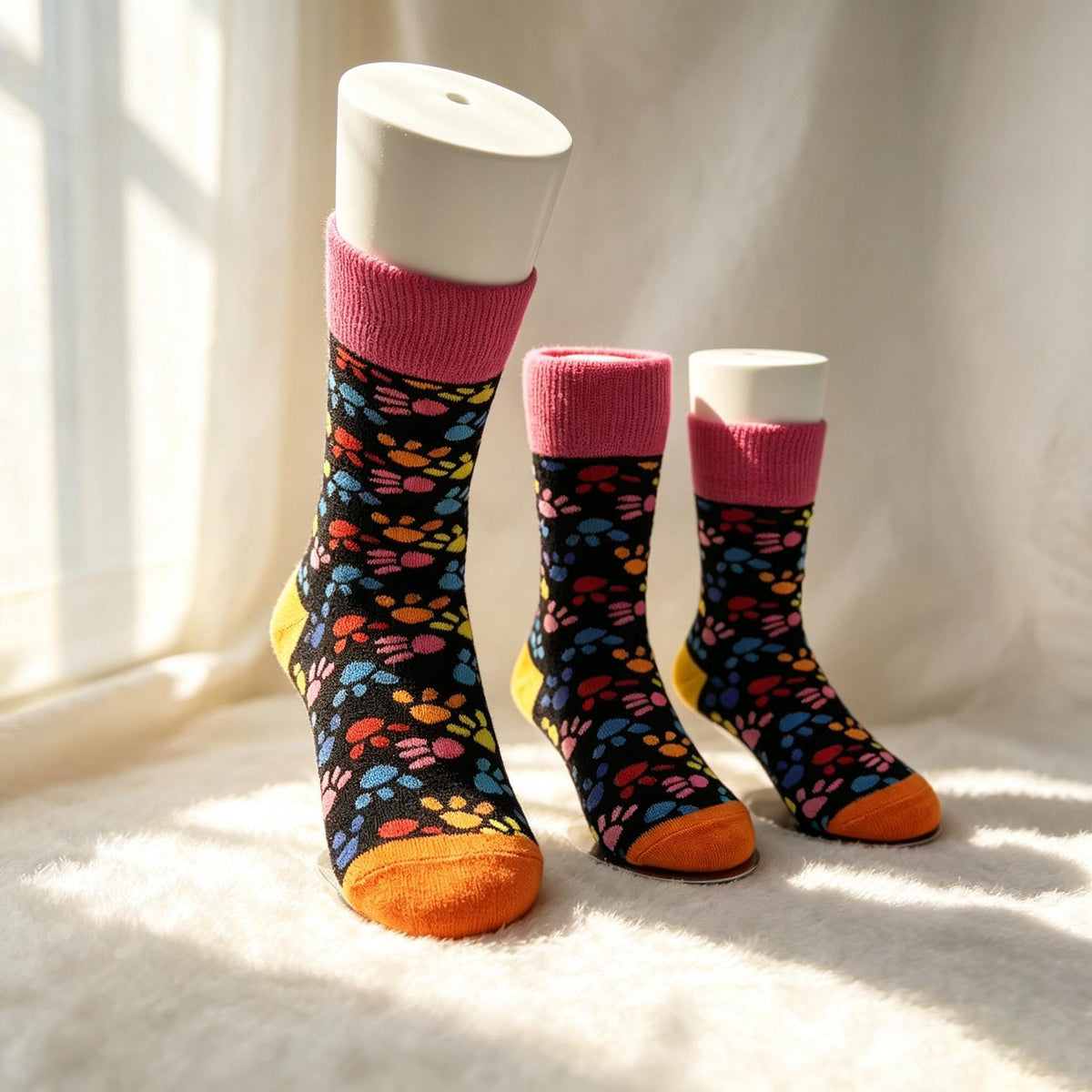 Cat and Dog Socks for Kids, Colorful Animal Crew Socks, Pet Lover Birthday Gift by AnnieColors, view 7