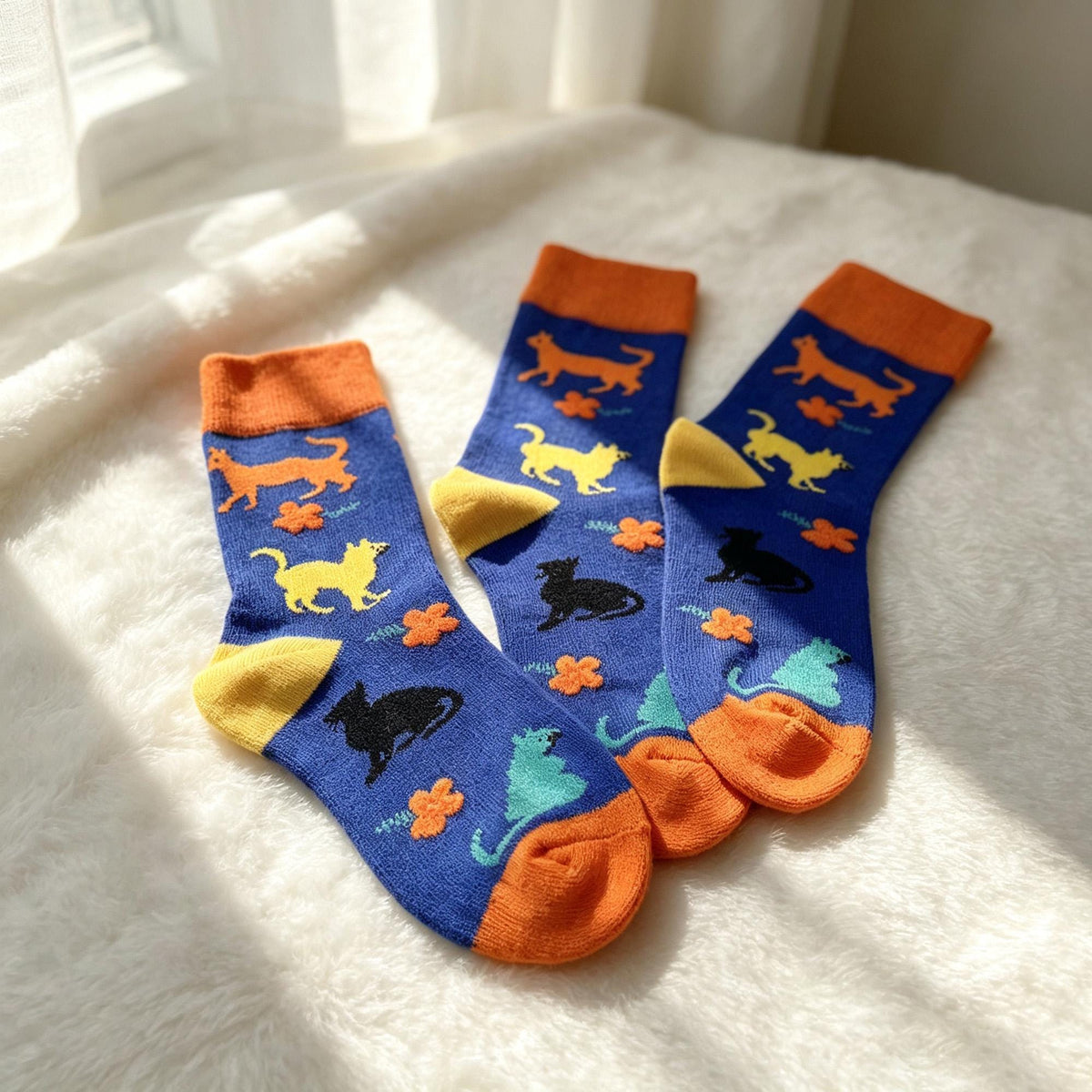 Cat and Dog Socks for Kids, Colorful Animal Crew Socks, Pet Lover Birthday Gift by AnnieColors, view 9