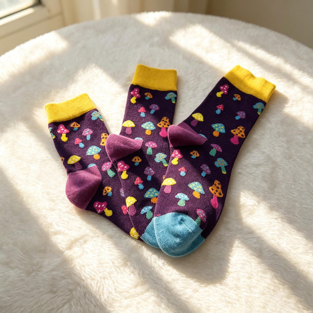 Toddler Patterned Socks, Heart Ice Cream Mushroom Kids Crew Socks, Birthday Gift by AnnieColors, view 2
