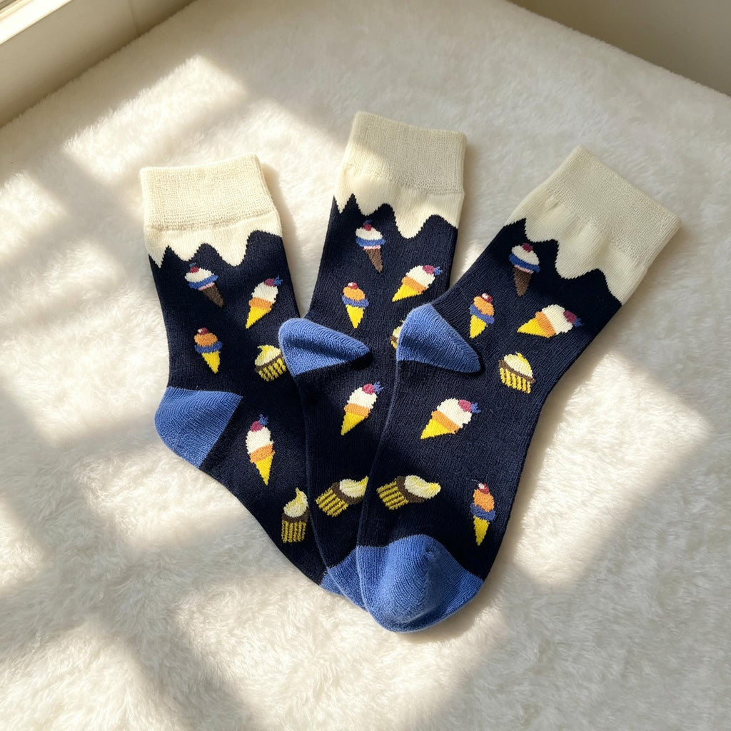 Toddler Patterned Socks, Heart Ice Cream Mushroom Kids Crew Socks, Birthday Gift by AnnieColors, view 7