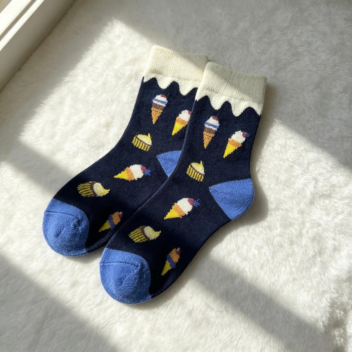 Toddler Patterned Socks, Heart Ice Cream Mushroom Kids Crew Socks, Birthday Gift by AnnieColors, view 8